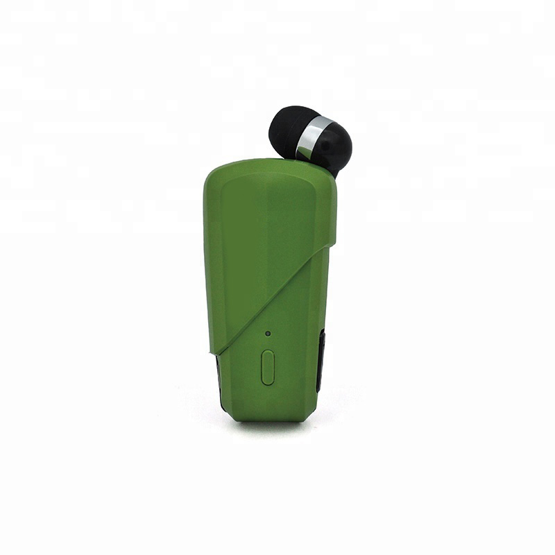 Retractable Clip On Bluetooth Headset Earbud (Green)
